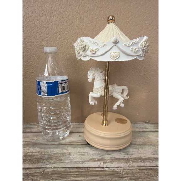 1994 San Francisco Music Box Chantilly Single Carousel Horse Beauty & Beast NIB - Picture 5 of 17